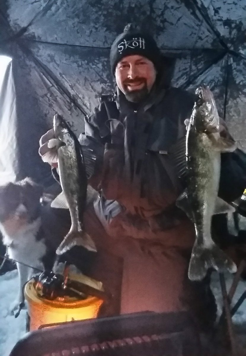 ChadRiopelle's tweet photo. First fish through the ice this winter. Sure felt good to catch some fish again. #skollgear #RuleTheWater #smartbaits #liquidmayhem https://t.co/4DthDqFgtr