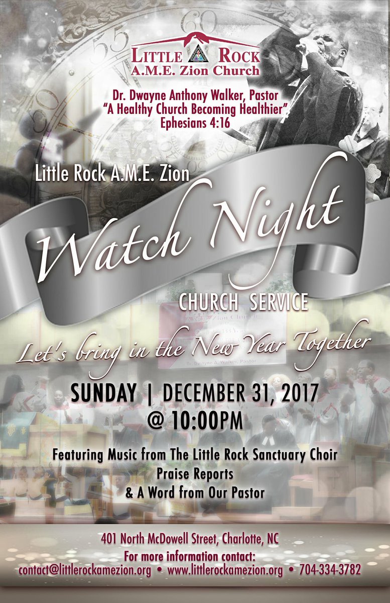 What better way to bring in the New Year than to bring it in with worship, fellowship and prayer.  Join us for Watch Night Service Sunday at 10 p.m.  All are welcome.