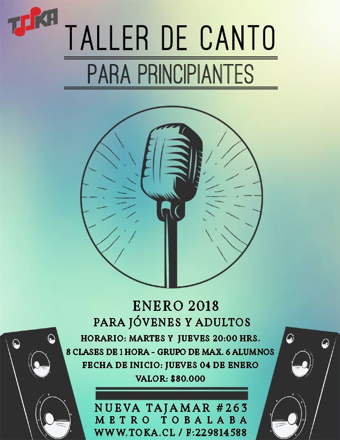 EscuelaToka's tweet photo. Nuevo taller de canto para principiantes...no te lo pierdas!! https://t.co/xrFz3b9nrb