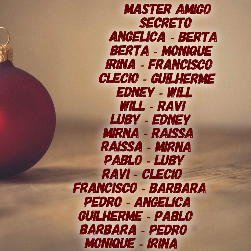 Resultado do nosso Master Amigo Secreto #masterchefbr