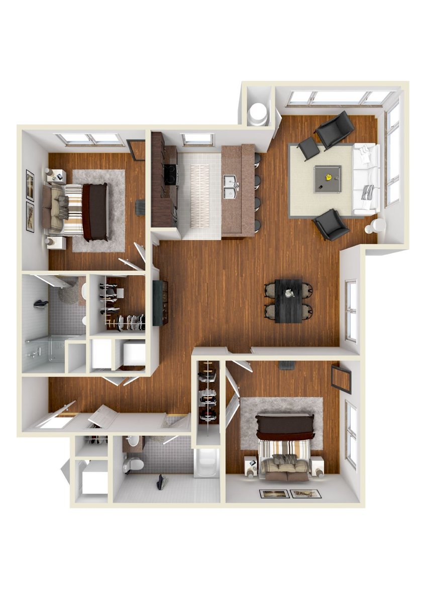 VermellaHarris's tweet photo. Our last #FloorplanFriday of 2018! Our B02 two bedroom is a corner apartment home with wrap around windows that are perfect for natural light! Call us today to schedule your tour! (844) 562-7146 https://t.co/H5ME1fEbQB