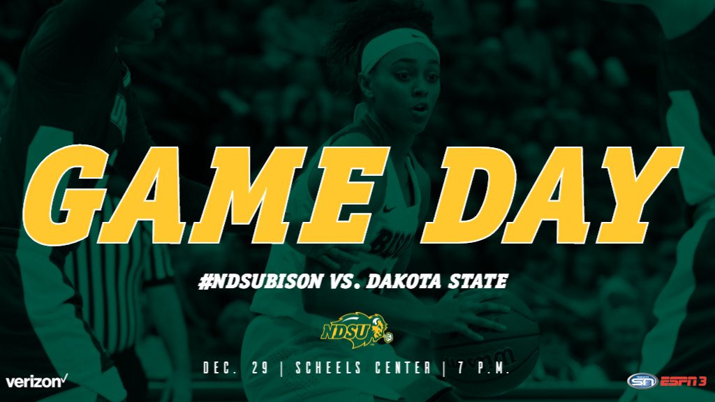 NDSUwbb's tweet image. It's GAME DAY, #BisonNation!

We host Dakota State tonight at 7 p.m. at the Scheels Center. 

#HornsUp