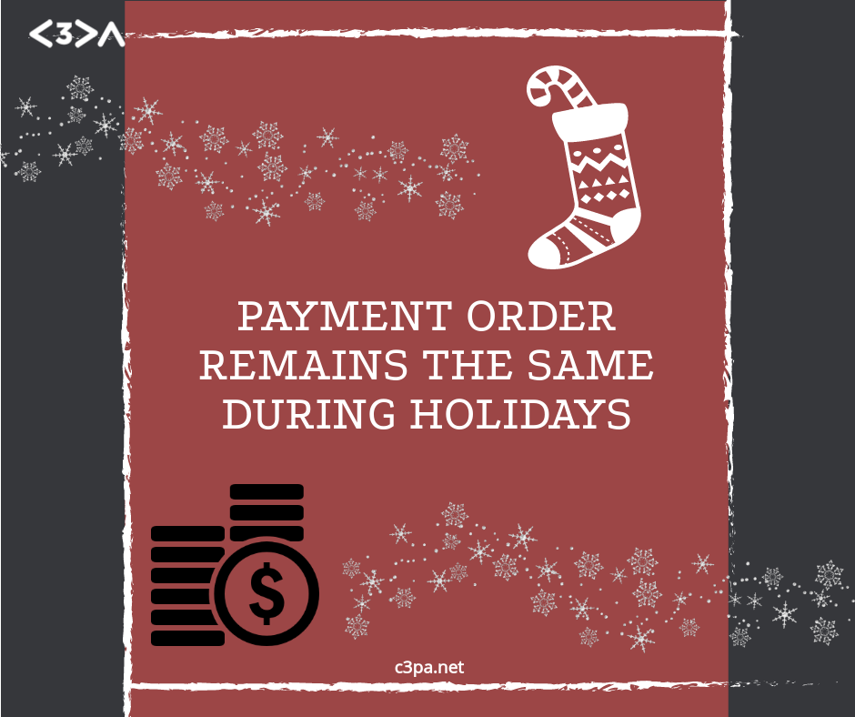 C3paNet's tweet photo. Dear partners,
Great Holiday News for you! 
All payments we will be done in the same order as in non-holiday period😎.
Enjoy your celebration time🎄Best wishes from C3PA🎁 https://t.co/ElurtvdeTs