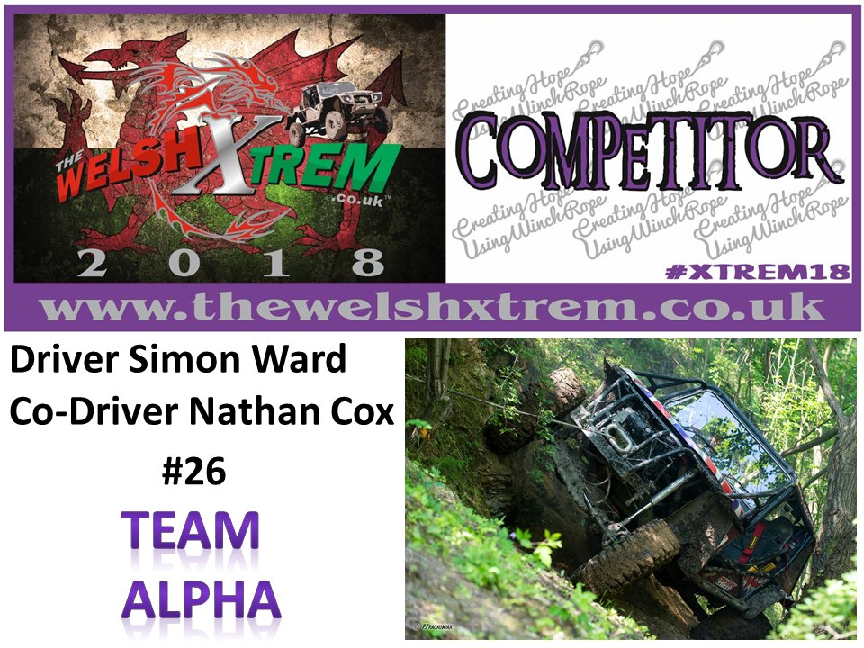 thewelshxtrem's tweet photo. Team Alpha
#26
2015 Whitbread
Driver: Simon Ward
Co-Driver: Nathan Cox
Competitor at #thewelsh #xtrem18 https://t.co/Wds8yfwlzJ