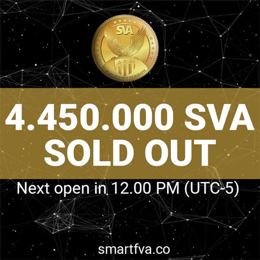 SmartFVA's tweet photo. Thank you everyone for participating in 27th round ICO! 
All 150,000 SVA Coins has been sold out in only “12 minutes" !!!
Congratulations to investors who have swiftly owned the SVA coin.
Next round is open at December 29, 2017 12:00 PM (UTC/GMT-5)
Good luck all : ) https://t.co/Xe3NjXpdjY