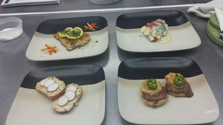 marilyn_chef's tweet photo. Grand Marnier Dover Sole, Chicken Spinach Alfredo, Anchovie butter toast topped with radishes, and finally Choux dough stuffed with Jalapeno Cream https://t.co/55MqroxoiF