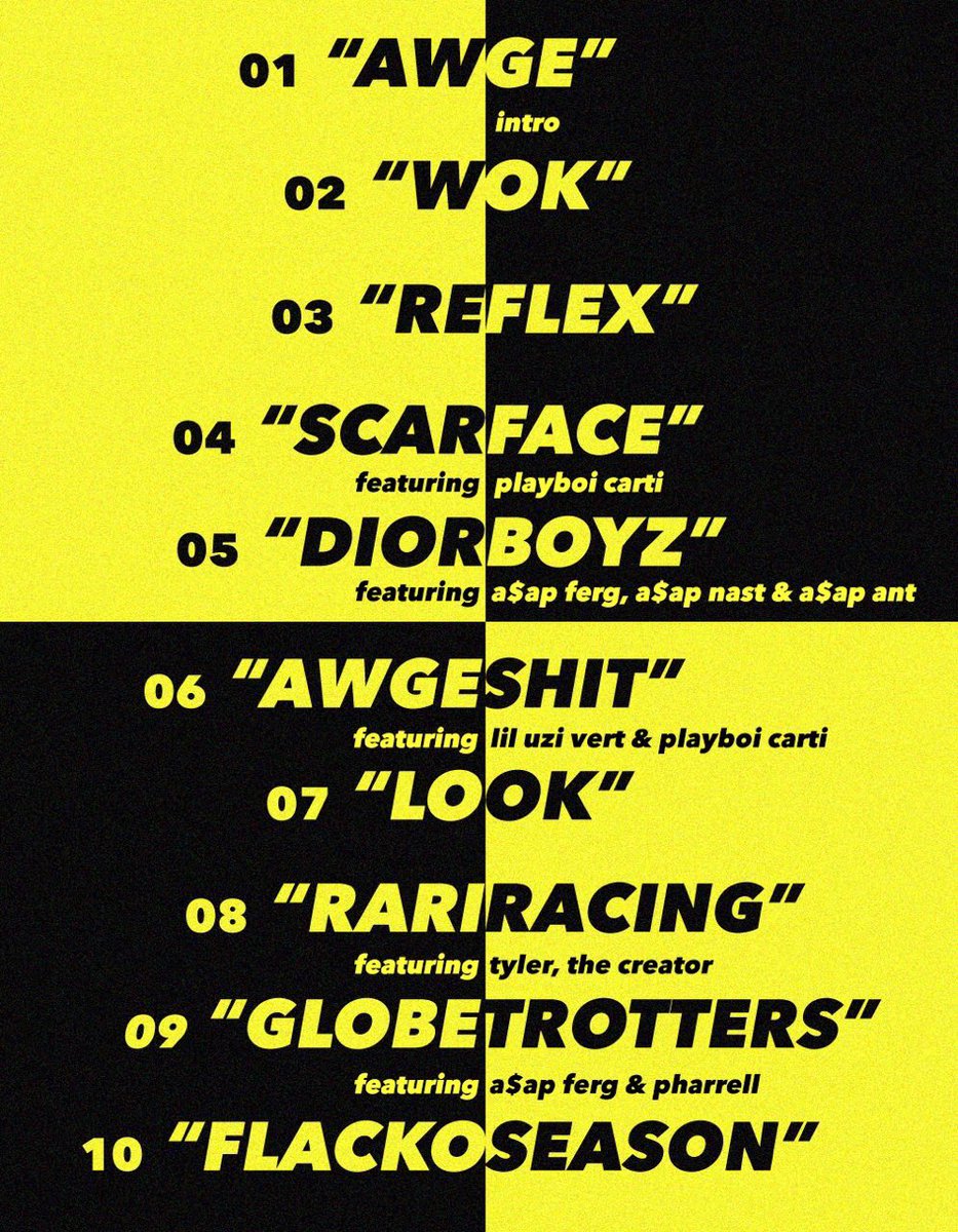 asap rocky testing tracklist