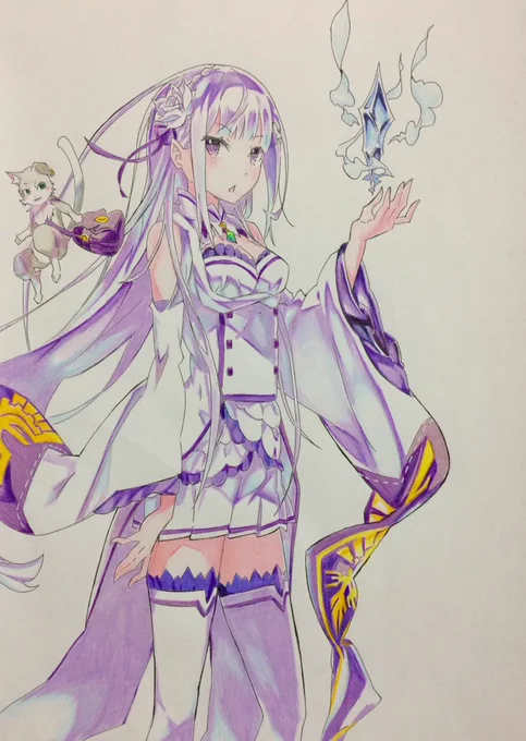 最後の4枚目はエミリア様!!
今年の描き納めですな(๑╹ω╹๑ )
皆さんお願いします!!
#紅組イラスト 
#紅白お絵描き合戦2017 
#リゼロ 