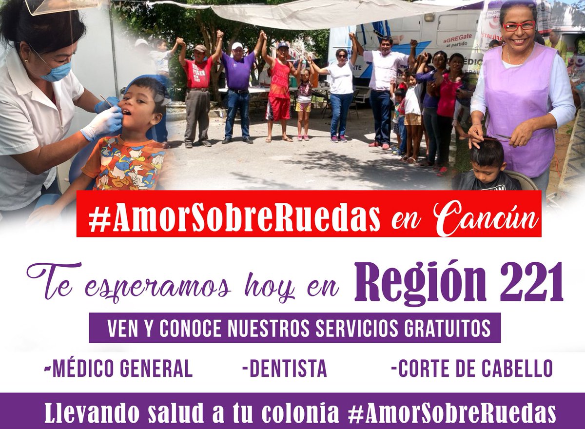 GregSanchezM's tweet photo. Amigos de la Región 221, nuestra #UnidadMédica te espera hoy brindándote medicina General, dentista y corte de cabello totalmente gratuito. #AmorSobreRuedas #agregate @hugoericflores https://t.co/BnDh710DrS