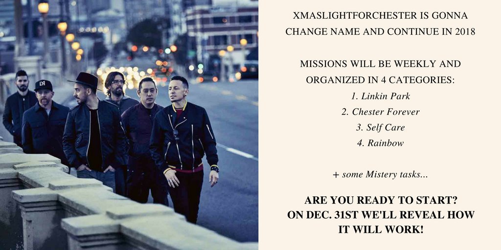 Lights4Chester's tweet photo. #XmasLightForChester will continue in 2018 ๐
We'll reveal the NEW NAME & OFFICIAL HASHTAG when the poll will end.
Meanwhile, open the pic to get a glimpse about the new project!
โก๏ธSTAY TUNED โฌ
๏ธ
#LPfamily #MakeChesterProud #CelebrateLife #FuckDepression #WithYouLP https://t.co/8LX8dRgJwy