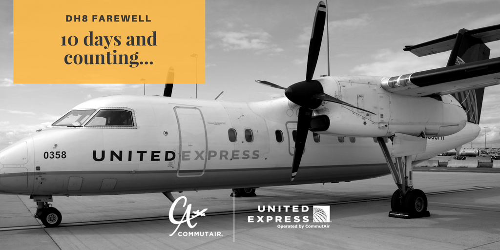 FlyCommuteAir's tweet photo. Including today we only have 10 days until we have to say good-bye. Thanks for all the memories #babydash! On Jan 8th CommutAir and @united will become an all-jet carrier in the continental US!. @AirlineDad @AirlineGeeks @Dulles_Airport @EWRairport @AirlinesDotOrg @Airline_Apps https://t.co/a06tJ57QhP