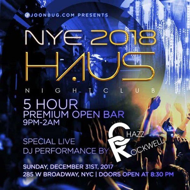 3 days and counting to count down!! 2018 is around the corner! <a href="/chazzrockwell/">Chazz Rockwell</a> will be spinning your favorites! Plan your NYE at Haus! Premium Open Bar from 9PM-2AM! Party till 4AM! Doors open at 8:30PM!  #newyearsinnyc #newyearsweekend2017 #happynewyear#… bit.ly/2zM8Yqn