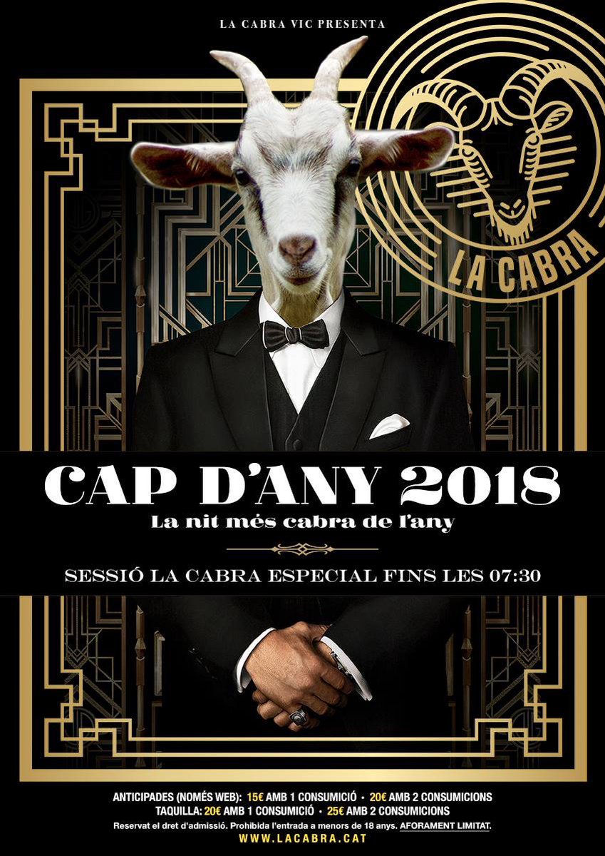 AfterHoursBcn's tweet photo. La nit de cap d’any més Cabra... a La Cabra de Vic. Tickets at https://t.co/hMv6snO2qK i oficines de Correus. https://t.co/JIsr3sHa6l