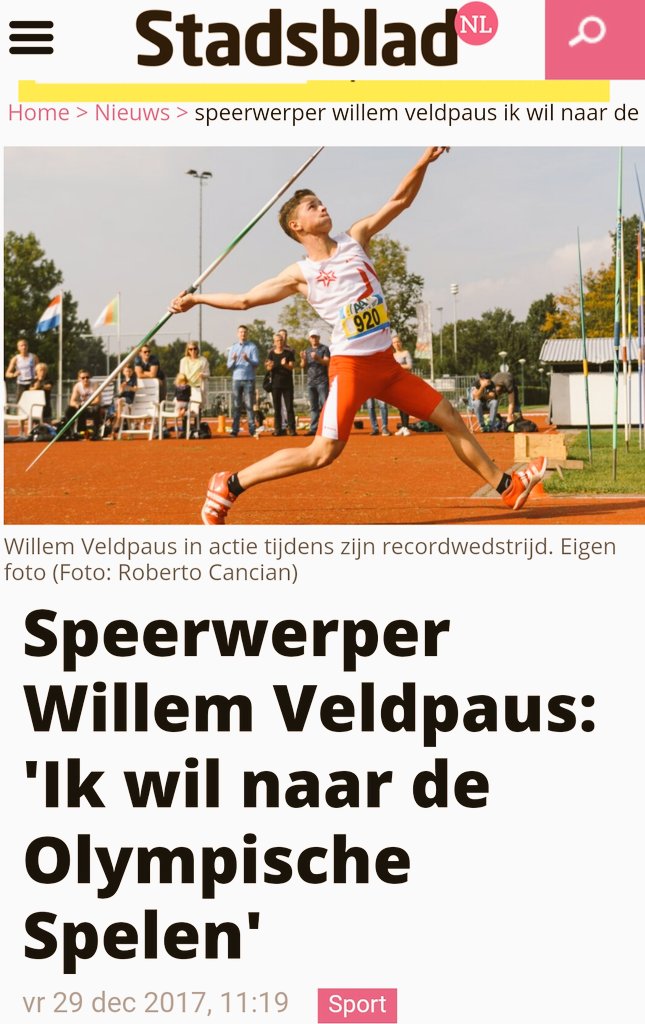 HellasUtrecht's tweet photo. Speerwerper Willem Veldpaus: 'Ik wil naar de Olympische Spelen'
https://t.co/M80QeBsWsp #Stadsblad https://t.co/EKaQ3AqsrJ