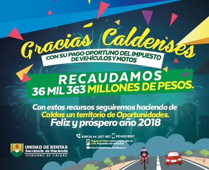 Gracias por su buena conciencia tributaria, ahora podremos seguir trabajando por un #Caldas con oportunidades para todos.