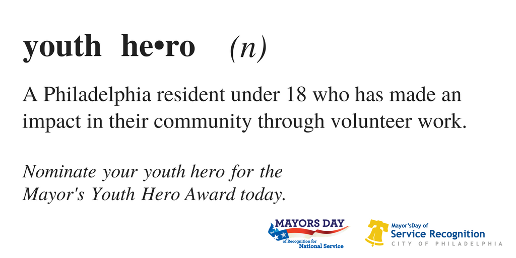 We know #Philly kids are doing amazing work. Nominate one of them for a Philly Youth Hero Award ➡️bit.ly/servicePHL