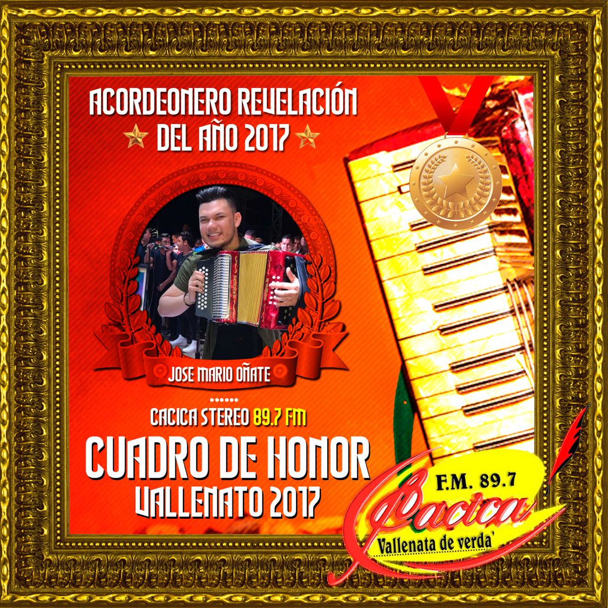 #LosMejoresdeCacicaFM - Acordeonero reveñación del año par <a href="/joseacordeon/">JOSE MARIO OÑATE</a> (Compañero de <a href="/ElTurpialDiaz/">Rafael Santos Diaz </a>)