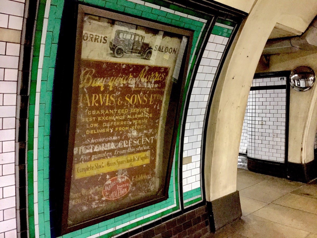 Fantastic decision by <a href="/northernline/">Not the Northern Line</a> at South Wimbledon Station to preserve the pre-war adverts at platform level. One for you <a href="/ghostsigns/">Ghostsigns (Sam Roberts)</a> <a href="/ghost_signs/">GHOST SIGNS</a>