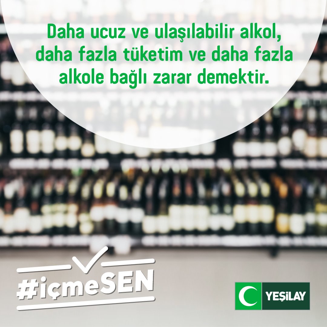 1920yesilay's tweet photo. Daha ucuz ve ulaşılabilir alkol, daha fazla tüketim ve daha fazla alkole bağlı zarar demektir. 

#içmeSEN https://t.co/U5kPz96nhC