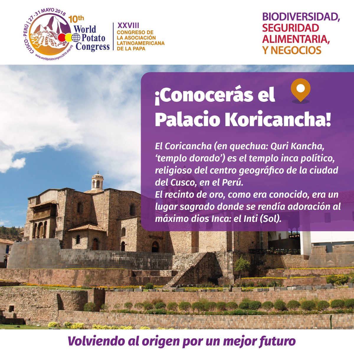 ¡Conoce el #PalacioKoricancha en el <a href="/WPCPeru/">WPC2018</a>!
Participando en el #WPC2018, tendrás la opción de visitar el Palacio Koricancha, centro religioso, geográfico y político del Cusco en <a href="/peru/">peru</a>.
Regístrate aquí → goo.gl/1sSyux 
#WPCPeru #Peru #10WPC #potato2018 #papacusco