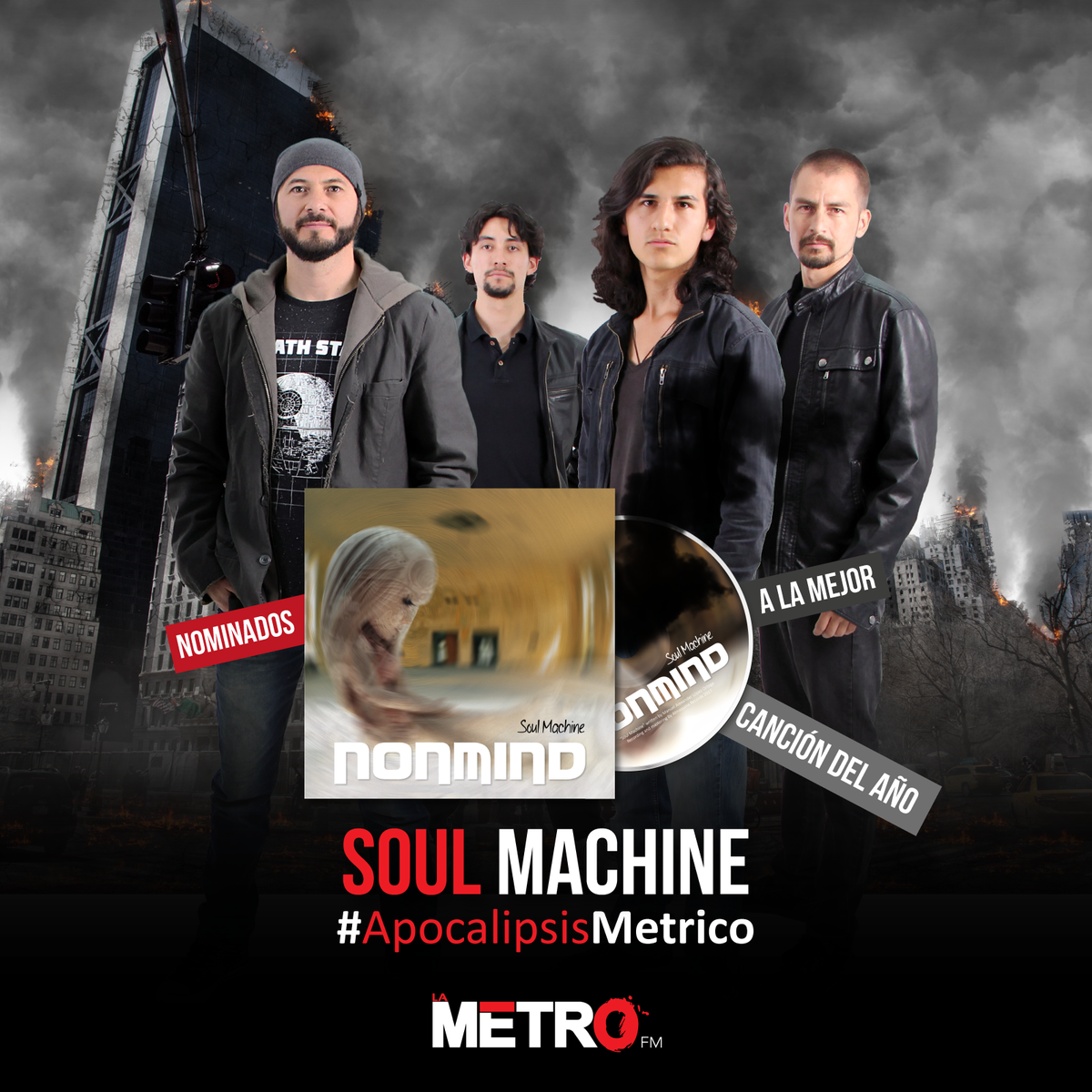nonmindOfficial's tweet photo. #SoulMachine nominated for Best Song of the Year in the #ApocalipsisMetrico of your Radio with attitude @MetroStereo 🤘😉🤙
Please, Vote for #Nonmind retweeting this tweet. https://t.co/OcpG1EPw0M