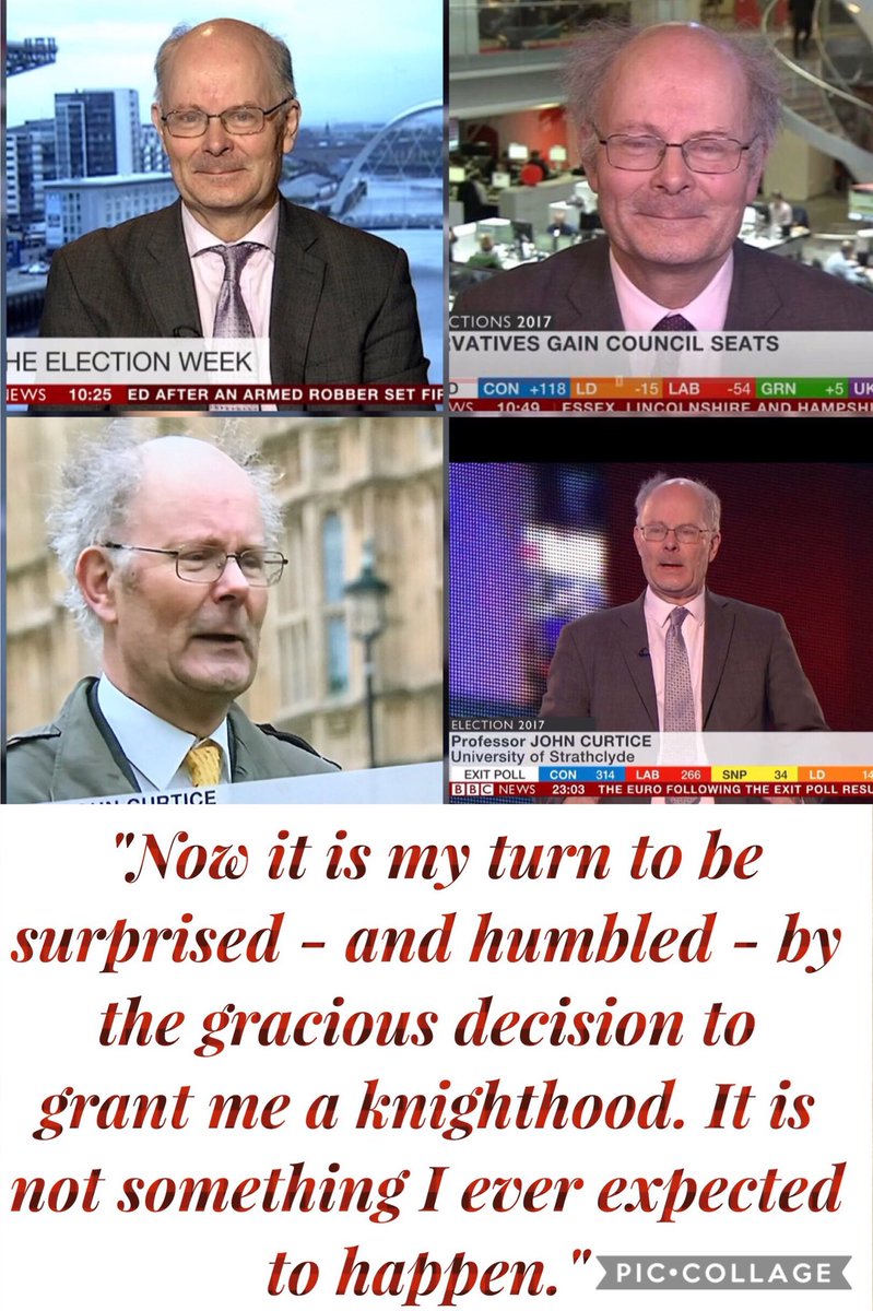 JohnCurticeOnTV's tweet photo. Arise, Sir John Professor Curtice.
Here’s to a poll-filled 2018. 

#NewYearHonours https://t.co/xdyZgiWIPe