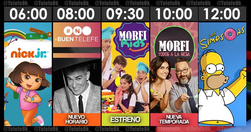 TelefeOk_'s tweet photo. DESDE ESTE MARTES 2 >> Las mañanas de @Telefe se renuevan para pasar un verano espectacular. Preparate!! #Telefe2018 #NickJr #BuenTelefe #MorfiKids #MorfiTelefe #LosSimpsons https://t.co/54HE9ImUtv