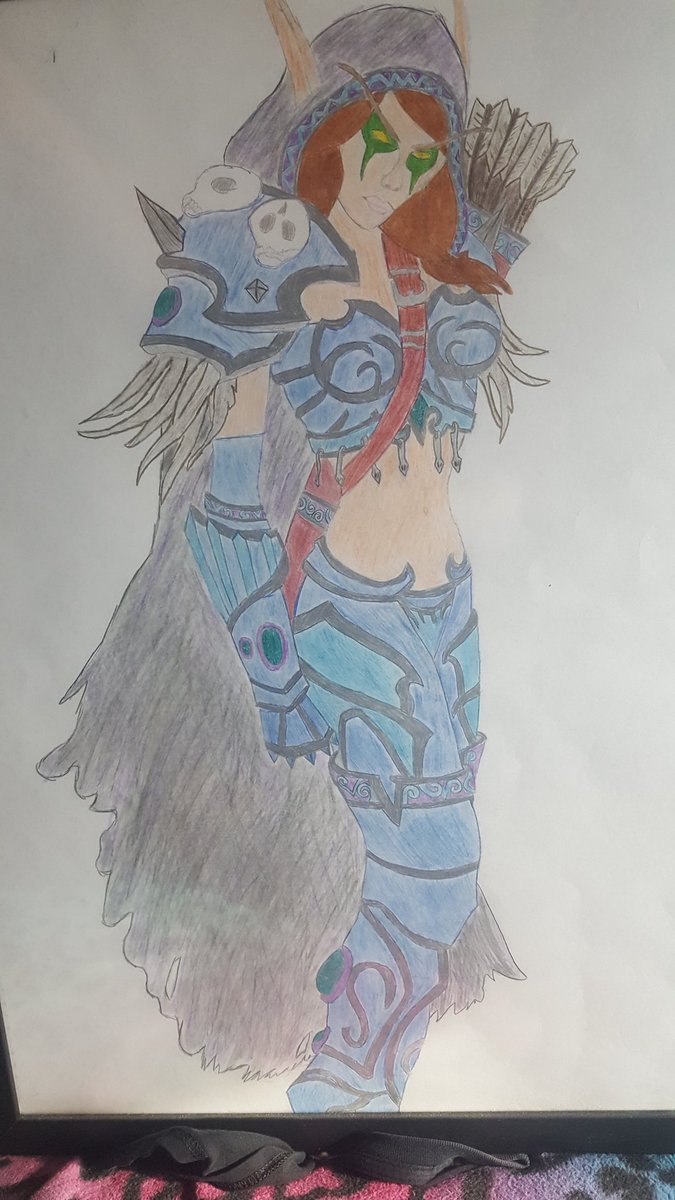kaykirbs's tweet image. Oh the things I'm finding today.....in 8th grade I drew this for a competition my school was having. This would have been in 2008 and a rehash of #Sylvannas lol let's laugh together now @Warcraft 😂