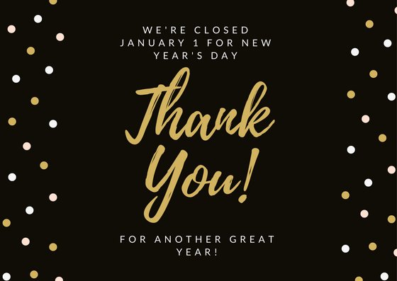 dixiepaper's tweet photo. We'll be closed on January 1 so our employees can welcome in 2018 with their families. Thanks for a great year, and have a wonderful New Year's! https://t.co/LwYxWSudGQ