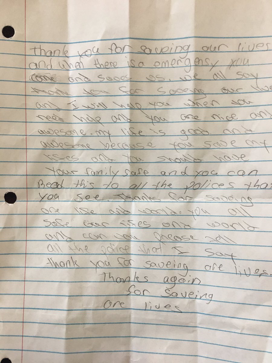 YonkersPD2's tweet photo. While on a traffic post PO Foster received this letter of appreciation from a little girl driving by with her parents. Thanks Rachel A!!! https://t.co/Habi7M2nmF
