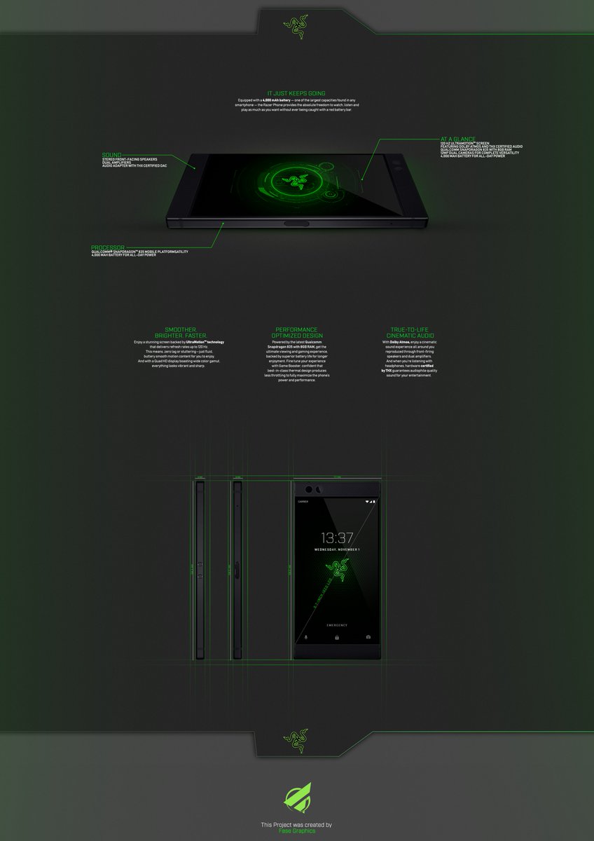 _FASE_'s tweet image. Razor Phone promotion concept 
Full Project here:behance.net/gallery/603101…?
If you like it give it a share :)
#RazerPhone #GraphicDesign #advertisement 

@Razer @RazerStore
