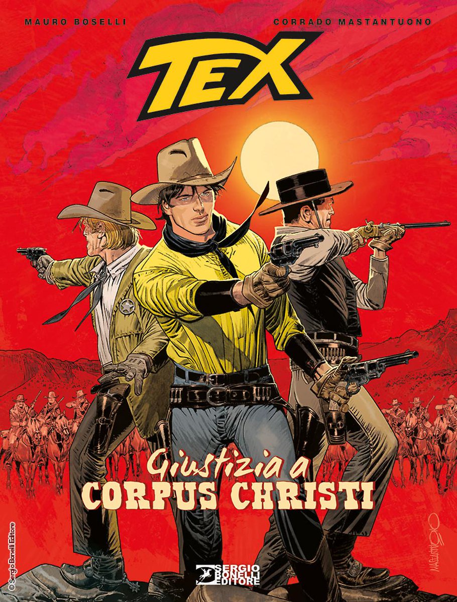 MicheleGarofoli's tweet photo. Copertina e tre tavole di "Giustizia a Corpus Christi", il nuovo cartonato dedicato a Tex di prossima uscita, scritto da Mauro Boselli e disegnato dal solito grande Corrado Mastantuono 
#TexWiller #Tex #Fumetto #Comics #Sergiobonellieditore https://t.co/CtZaySrfzS