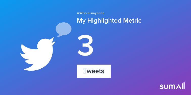 Whereismycode's tweet image. My week on Twitter 🎉: 3 Tweets. See yours with sumall.com/performancetwe…