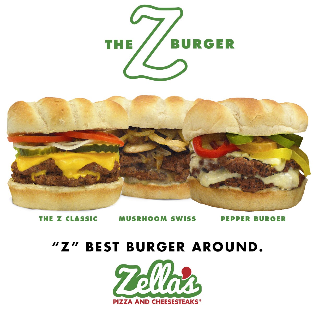 ZellasPizza's tweet photo. Our deliciously fresh burgers just could be "Z" best burgers around! https://t.co/Tkmxwg2ken https://t.co/FMfLFd57hR