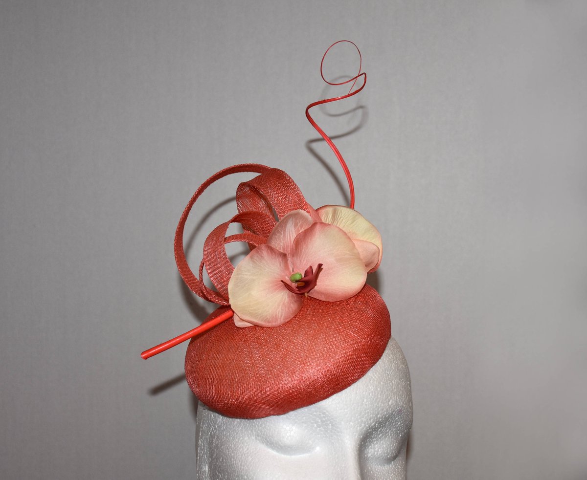 coral pillbox hat