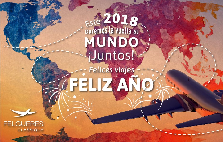FelgueresViajes's tweet photo. Feliz Año Nuevo 🍾 Saca las maletas que este Año es para viajar #Año2018 #ViajesATuMedida #ViajaConmigo https://t.co/ScpozxZ8w3