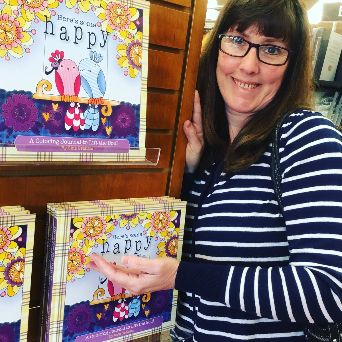 HappyGinaGraham's tweet photo. Been dreaming of this day for 12 years! Thank you @AdventistBooks for placing #heressomehappy on your shelf! #blessed #HappyNewYear2018 #2018 #coloringjournal https://t.co/AuFxo6lw0K