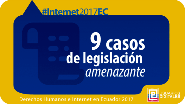 usuariosdigital's tweet photo. #Internet2017EC 9 casos reportados en 2017 de legislación amenazante. Donde el exPresidente Rafael Correa, en su ultimo día de mandato, introdujo un proyecto de ley para regular las redes sociales.
https://t.co/cq9rkagVTt https://t.co/IPATy6l0ot