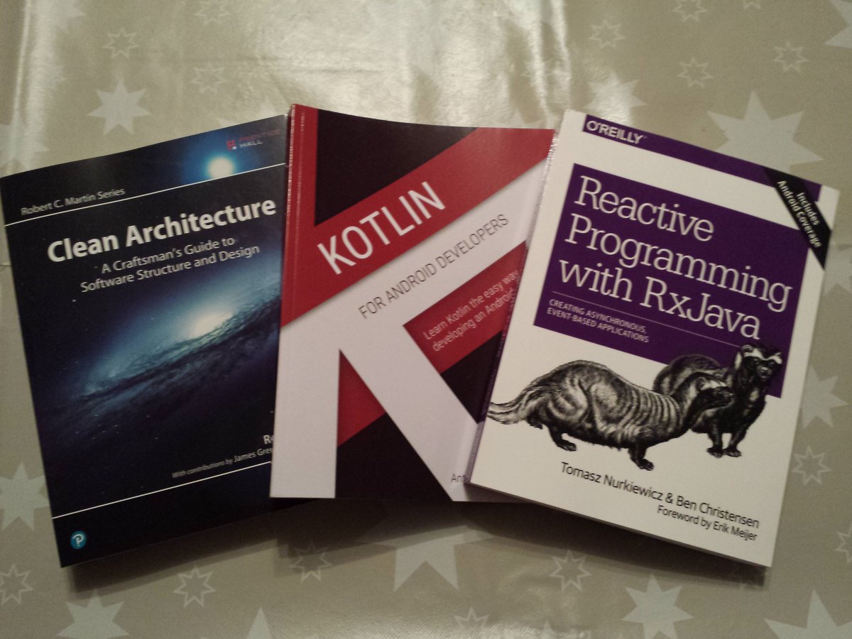 speekha's tweet image. Gotta admit 🎅 brought me some good reading. @unclebobmartin's #cleanarchitecture is almost finished (had a head start on that one) and just started @lime_cl's #kotlinandroiddev. #RxJava 📕 is next.