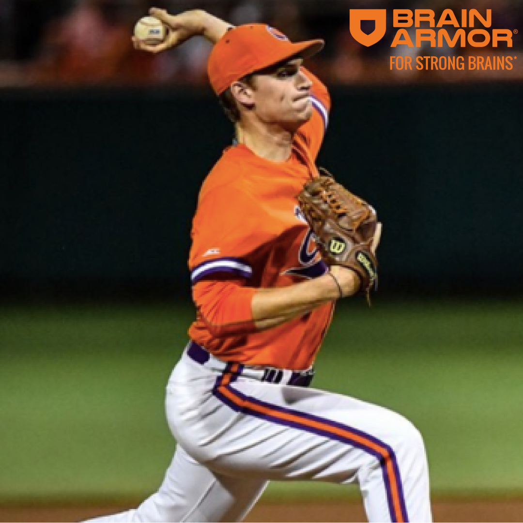 Brain_Armor's tweet photo. #TeamBrainArmor Spotlight!
@PatKrall24 was drafted in the 28th round by the @Athletics in the 2017 #MLB Draft. Pat was also the first pitcher in Clemson history to lead the team outright in wins and saves in a single season! https://t.co/BRljQdQobM