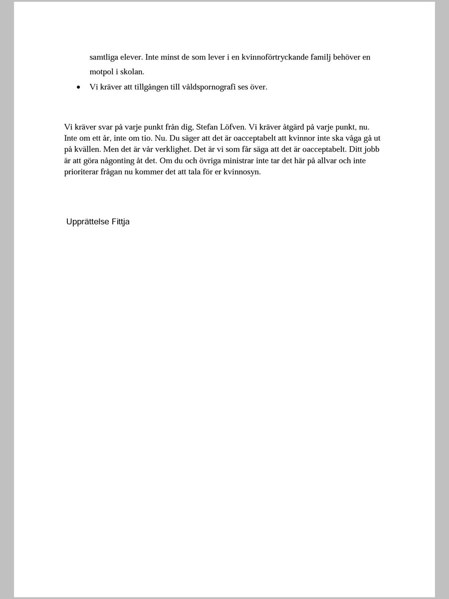 UpprattelseF's tweet photo. Dela vårt brev till statsminister Stefan Löfven. Vi kräver en rad åtgärder för att bekämpa våldtäkt och våldtäktsmän. Gå med i gruppen Upprättelse Fittja på Facebook. #metoo #metoosweden #svpol #val2018 #fittja https://t.co/nB6nqGYNCI