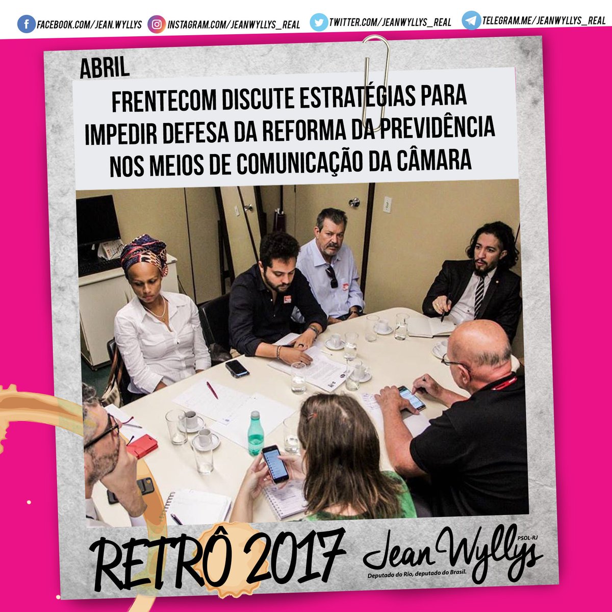 jeanwyllys_real's tweet photo. #Retrô2017 | #FRENTECOM denuncia e articula estratégia para impedir que os meios de comunicação públicos da Câmara sejam usados indevidamente para fazer propaganda da "reforma" da previdência. (ASCOM) https://t.co/6yRCDJHzWd