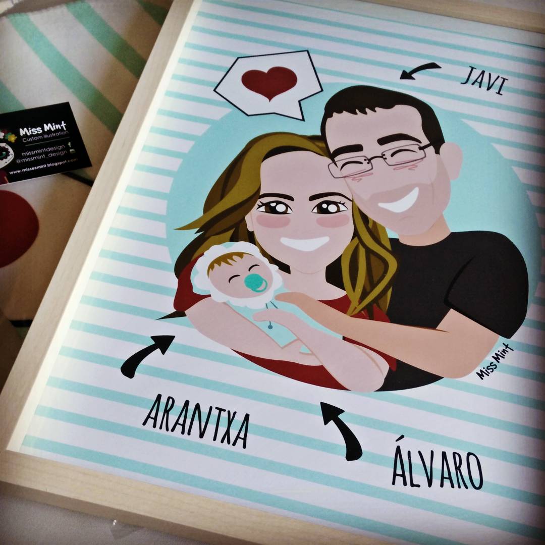 _MissMint's tweet photo. ¿Buscas un regalo especial  para un recién nacido? Te propongo un pack de mantita + cuadro con un diseño exclusivo: el retrato kawaii de la familia. #customillustration #familyportrait #cartoon #kawaii #baby #missmintdesign. Mas info en:

https://t.co/w07Tgivcaj https://t.co/KDKUyCCXZP