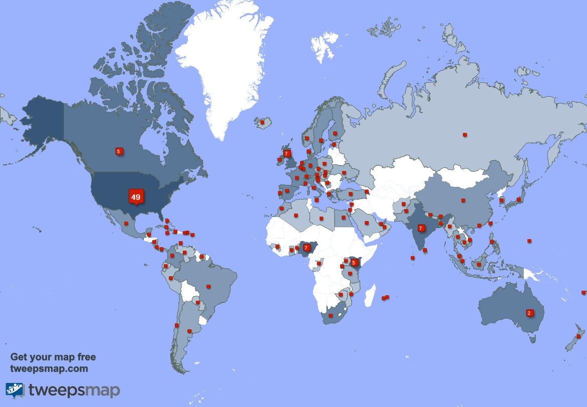 I have 6 new followers from Mexico, and more last week. See tweepsmap.com/!findery