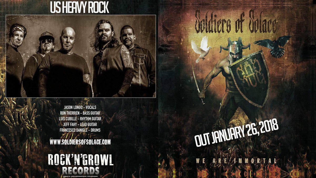 xfncx's tweet photo. Get ready! Here it is the teaser of “We Are Immortal” Soldiers of Solace upcoming album!
https://t.co/XetaQSgBN1 #soldiersofsolace #weareimmortal #newrecord #rockngrowl #usheavyrock #heavyrock #getready #january262018 https://t.co/8lk8XvZTOB