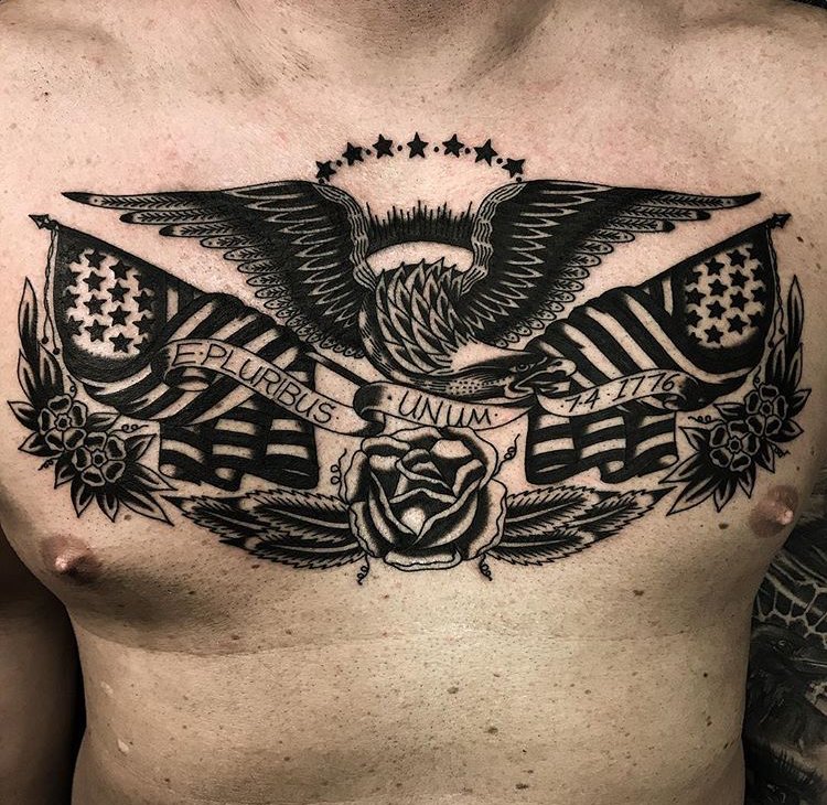 My first tattoo a traditional chest eagle banged out in just over two  hours Done by Chris Kline  Living Arts Tattoo in New Hope PA  rtattoos