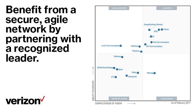 traciking's tweet photo. Get more out of your #network. Work with Verizon, a 2017 Gartner Magic Quadrant Leader #LetsSolveThat #iamvz https://t.co/wsfgXvYx12 https://t.co/7jnIrcKYU4