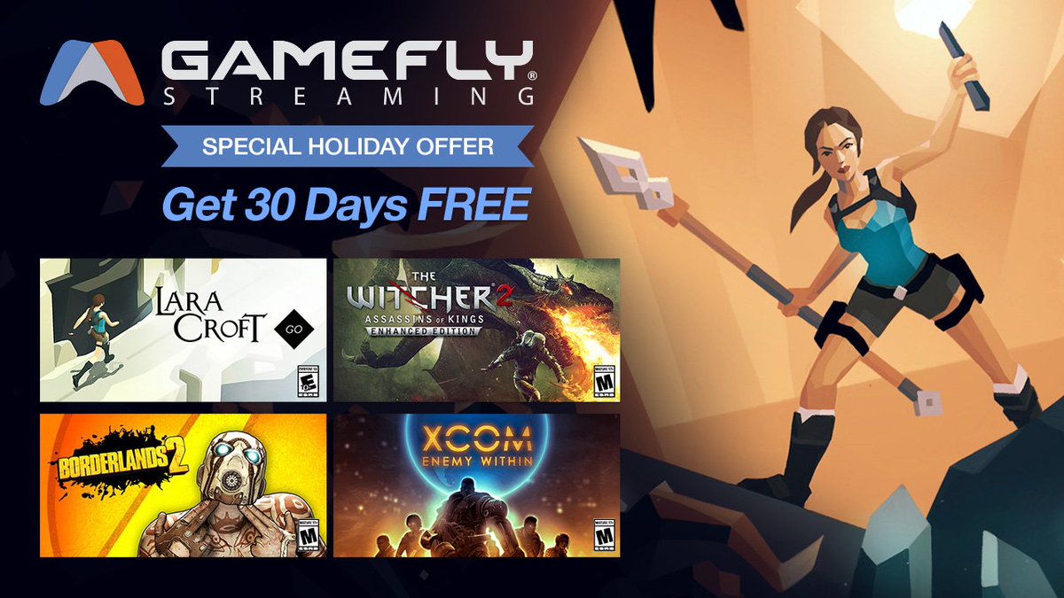 GameFly's tweet photo. Get 30 days of GameFly Streaming free https://t.co/m2EGA87noi Play dozens of games instantly. Offer ends January 1st, 2018 and is exclusively available on Amazon Fire TV & Fire TV Stick in the United States. #GameFlyStreaming #VideoGames #AmazonFireTV https://t.co/3oClbIZwsB