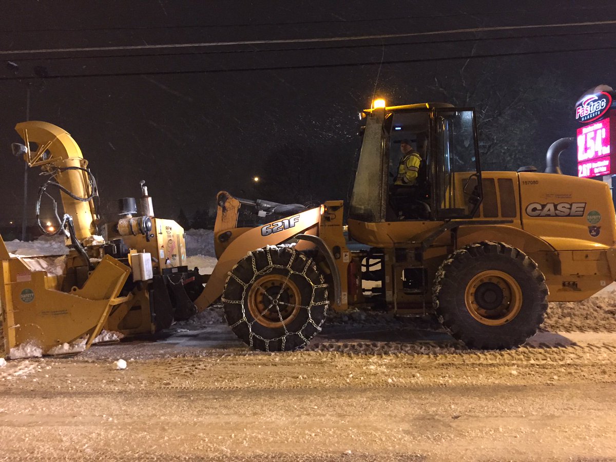 NYSDOTSyracuse's tweet photo. NYSDOT snowblowers assisting city of Oswego crews in overnight snow removal https://t.co/qkRsf6CgTN