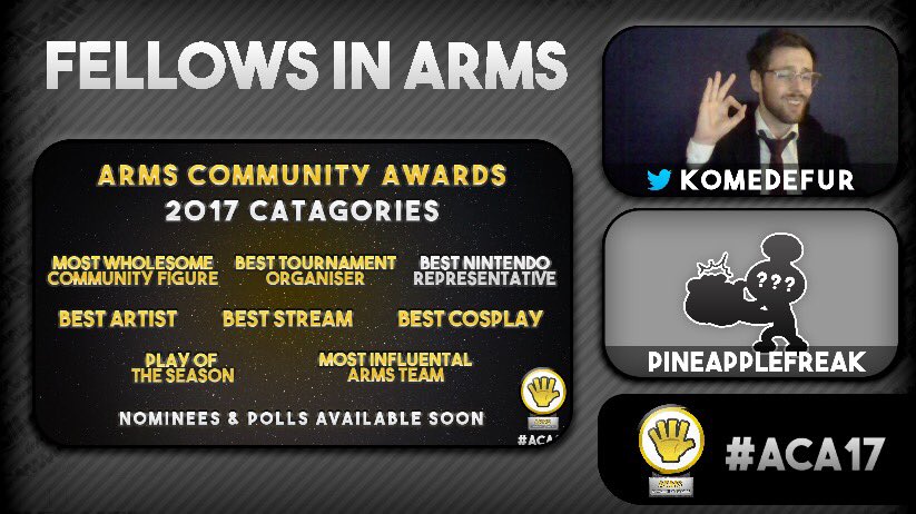 FellowsTV's tweet photo. The ARMS academy awards begins in under two hours! At 6 PM EST, find  out who will win each category at https://t.co/vUfjiiCbEO! #ARMS #ACA17 https://t.co/bCpERExwQ0